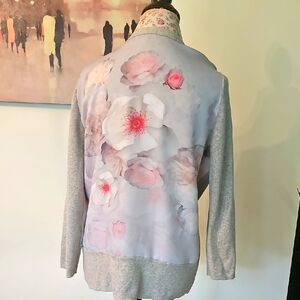 Ted Baker Gray and Pink Floral Bomber Jacket